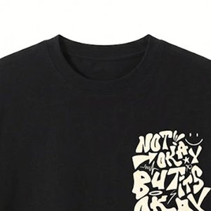 Camiseta negra holgada con hombros caídos para hombre, camiseta de algodón de primera calidad, estilo urbano, camisa transpirable de alta calidad para hombre - Product Image 5