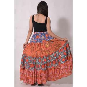 Falda Maxi de Algodón con Parches Estilo Boho, Falda Larga con Estampado Artesanal, Falda Étnica para Mujer - Product Image 3