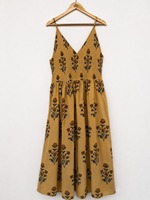 Robe d'été sans manches à col en V avec bretelles réglables, robe maxi florale plissée 100% coton pour femmes, robe bohème fluide pour les vacances
