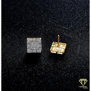 Fashion VVS Lab Grown <b>Diamond</b> With 925 Sterling Silver <b>Square</b> Frame Stud <b>Earrings</b> With Sparkling Stones - Product Image 5