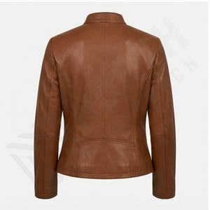 Venta al por mayor mejor calidad Sheep Nappa mujeres moda chaquetas de cuero tamaño personalizado Original moda chaqueta de cuero personalizado señoras - Product Image 3