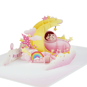 Carte de vœux 3D pop-up faite à la main pour baby shower, carte de vœux personnalisée rose pour bébé, service OEM en gros d'usine - Product Image 4