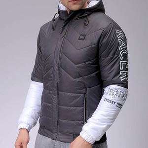 OEM Custom Men Plus Size Winter Quilted <b>Jacket</b> Waterproof Windbreaker Zipper Hoodie Embroidered Casual Snow Wear puffer hiking - Product Image 4