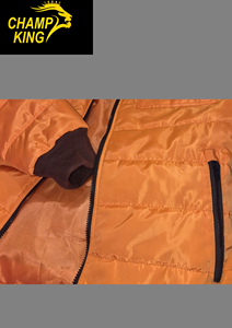 Men's Orange Puffer <b>Jacket</b> Quilted Down Coat Stand Collar <b>Zip</b> <b>Up</b> Casual Winter Outerwear - Product Image 2