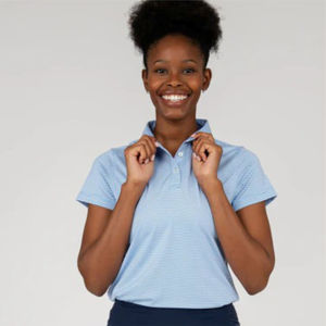 Camiseta Polo a Rayas de Diseño Personalizado para Mujer, de Alta Calidad y Personalizada para Equipos Deportivos, Eventos Empresariales y Uso Casual - Product Image 6