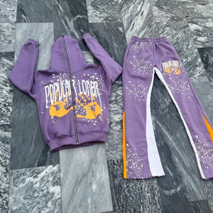 Conjuntos Deportivos Unisex Personalizados Estilo Urbano, Pantalones Deportivos Anchos con Estampado Vintage Hip Hop, 400 GSM, Algodón de Secado Rápido y Transpirable - Product Image 6
