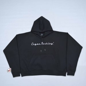 Sudadera con Capucha Negra para Hombre de Calidad Premium, Oversize, de Algodón French Terry, Informal, para Otoño, con Bolsillo Frontal y Logotipo, Precio al por Mayor - Product Image 1