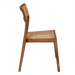 High quality teak wood dining <b>chair</b> with natural color finishing with rattan seat and backrest for indoor and <b>outdoor</b> use. - Product Image 4