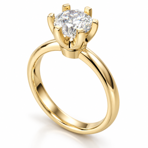 แหวนเพชรทรงกลมแบบหกแฉก คลาสสิก ทองคำขาว 14K ชุบโรเดียม ได้รับการรับรองจาก IGI เพชรเพาะเลี้ยงในห้องปฏิบัติการ ทรงบริลเลียนท์ สำหรับงานหมั้น - Product Image 1
