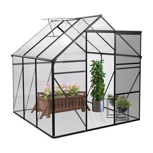 Invernadero de Policarbonato Negro de 6x6 Pies, Resistente, con Base Elevada y Anclaje de Aluminio para Jardines Exteriores - Product Image 5