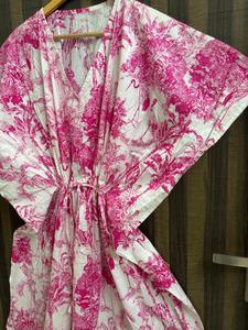 Vestido Maxi Tipo Caftán de Algodón con Estampado Tropical para Mujer, Estilo Boho, para la Playa, Holgado, Lavable, para Uso Diario, Tipo Kimono - Product Image 5