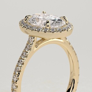 Bague de fiançailles en diamant taille ovale, or massif 14 carats, diamant de laboratoire, halo, classique pour femme, certifié IGI - Product Image 3