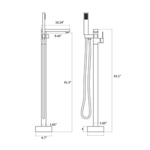 Rubinetto per Vasca da Bagno Freestanding con Doccetta - Rubinetti Premium per Bagno e Doccia - Product Image 3