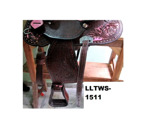 Silla de montar tipo barril de cuero premium marrón antiguo, juego de aparejos para caballo, estilo occidental, silla de montar de cuero premium para caballo - Product Image 3