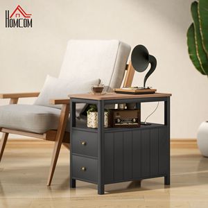 "<b>Black</b> <b>Console</b> <b>Table</b> with Charging Station USB Ports Drawers for Living Room" - Product Image 2