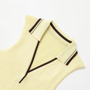 Nouvelle Collection 2026 : Gilet Chic en Maille Côtelée Style Polo, Sans Manches, Rayé, Vintage, Décontracté pour Femme - Product Image 3