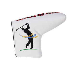 Funda para la cabeza del putter de golf, de cuero PU blanco, con diseño de 3D bordado de un hoy de ensayo, estilo blade, duradera - Product Image 1