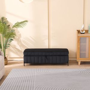 49.21 "ampio contenitore in velluto nero panca morbida per ingresso e camera da letto - Product Image 2