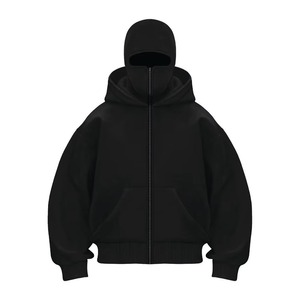 Sudadera con capucha tipo balaclava unisex de algodón, estilo urbano, con cremallera completa, para hombre, ideal para invierno. - Product Image 1