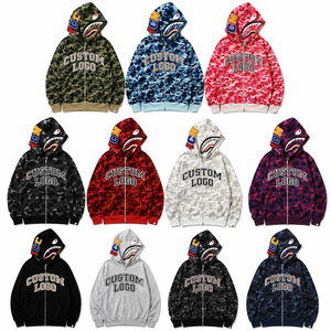 Sudadera con capucha y cremallera estampada de camuflaje, estilo urbano oversize para hombre, de algodón/bambú ecológico, con capucha doble/individual, de alta gama, para primavera. - Product Image 1