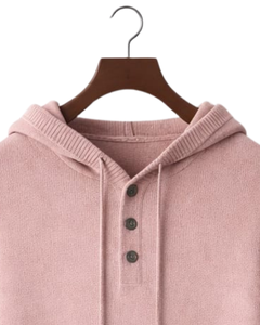 Sudadera con Capucha de Punto Rosa Claro Personalizada para Hombre, con Tres Botones, Mezcla de Algodón Suave, Cálida, Informal, para Invierno, Estilo Urbano, Personalizada OEM - Product Image 4