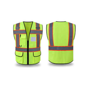 Fashionable Cotton Multi-Pocket Sleeveless <b>Jacket</b> Workwear Up-Zipper <b>Silver</b> Reflective Tape Nontoxic Unisex Safety Vest - Product Image 4