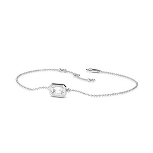 Emerald Cut Bezel <b>Set</b> Lab Grown Diamond Solitaire Chain Bracelet 0.50 CTW 9K Rose Gold - Product Image 4