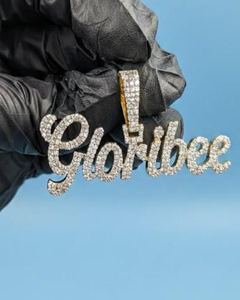 จี้เพชรโมอิสซาไนต์รูปตัวอักษรแบบเขียนด้วยลายมือ เงินแท้ 925 ประดับเพชรเต็มตัวอักษร  จี้ชื่อย่อ  ผ่านการทดสอบเพชร  จี้สไตล์ฮิปฮอป - Product Image 1