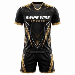Maillot de football unisexe pour adulte, col en V, manches courtes, imprimé numérique, élastique, personnalisé, 100% polyester, nom et numéro de l'équipe - Product Image 6