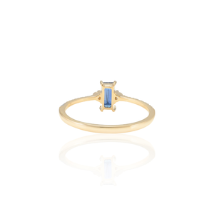 14K White Gold Cushion Cut Blue Sapphire and Diamond Wedding Ring for Women - Product Image 4