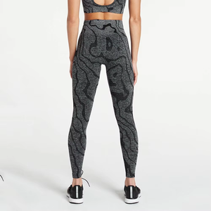New Custom Logo Print Women <b>Leggings</b> Mid Waist Solid Pattern Spandex/<b>Nylon</b> Scrunch Butt Fitness Pants Style High Quality OEM - Product Image 6