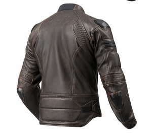Chaqueta de Motociclista Ravager de Cuero Marrón Desgastado con Armadura - Product Image 3