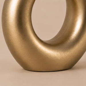 Vase moderne en aluminium à centre creux / Vase doré en forme de donut, artisanat Metalmark, fait main, pour mariage, Diwali, décoration de table - Product Image 5