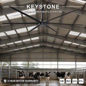Ventilateur de refroidissement HVLS Keystone à économie d'énergie pour l'agriculture laitière, unité de ventilation à flux d'air stable pour l'élevage de bovins laitiers en longue durée d'attente - Product Image 1