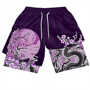 Custom Front Solid Quick Dry Breathable Eco-Friendly 100% Cotton Drawstring Closure Elastic Waistband Double <b>Layer</b> Running Men - Product Image 1