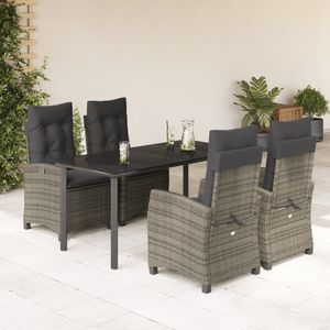 Set da Pranzo da Giardino in Rattan Grigio Scuro per 4 Persone, Resistente alle Intemperie, Design Contemporaneo - Product Image 1