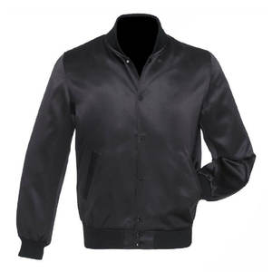 Blouson de baseball unisexe en satin à manches longues, personnalisable avec impression sur mesure, style Letterman uni sur le devant, vente en gros, haute qualité, hiver - Product Image 3