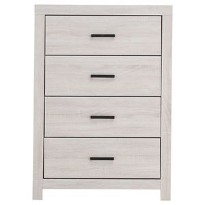 Cassettiera rettangolare Geary Coastal White a 4 cassetti, collezione di comò eleganti - Product Image 4