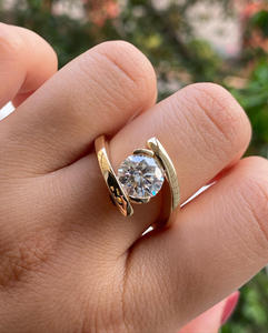 Igi/gia แหวนแต่งงานและแหวนหมั้นทำจากทองคำ14K ประดับเพชรทรงกลมเหมาะสำหรับทั้งชายและหญิงของขวัญครบรอบและงานเลี้ยง - Product Image 1