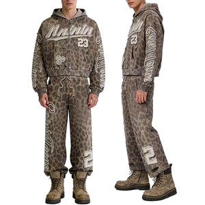 Conjunto de 2 Piezas para Adolescentes, 100% Algodón, Felpa, Casual, Ligero, Talla Grande, Sudadera con Capucha, Pantalones Deportivos con Cintura Elástica - Product Image 1