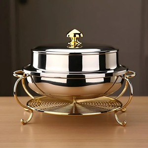 หม้อตุ๋นเคลือบทองและเงินสุดหรู เหมาะสำหรับอุ่นอาหาร จัดบุฟเฟ่ต์ จัดงานเลี้ยง และใช้ในงานจัดเลี้ยง จากประเทศอินเดีย - Product Image 2