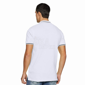 OEM al por mayor de los hombres de polo camisetas de secado rápido de algodón de manga corta de Fitness ocasión logotipo personalizado de talla grande en blanco de punto bordado - Product Image 2