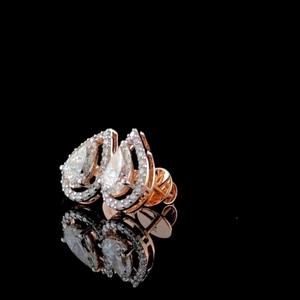 Pendientes de Oro Rosa de 14K con Diamante Cultivado en Laboratorio de Corte Pera de 2.40ct, con Halo, para Compromiso y Boda, Joyería Elegante, Regalo para Mujeres y Niñas - Product Image 3