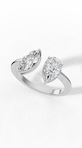 Anillo de Dos Piedras con Diamantes Cultivados en Laboratorio, Corte Pera y Marquise, Oro 14K, Toi Et Moi, el Más Vendido, Proveedor de Joyería Fina al por Mayor OEM - Product Image 4