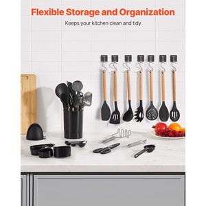 Set di 50 Utensili da Cucina Resistenti al Calore fino a 428°F, Spatole in Silicone, Cucchiai, Paletta in Legno con Supporto Tutto in Uno - Product Image 6