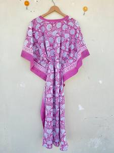 Bata Kimono con Estampado de Dibujos Animados para Mujer, 100% Algodón, Camisón de Verano Hecho a Mano, Cuello en V, Cintura Elástica, Largo hasta la Rodilla - Product Image 3