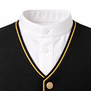 Túnica Blanca para Niños con Chaleco Negro y Bordado Árabe Dorado, Jubba Islámica, Kandura con Cuello Alto, Modesto, para Eid, Ramadán, Tradicional Árabe - Product Image 2