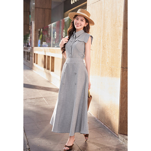 Blusa Elegante Gris para Mujer, Cuello Marinero, Corte Entallado, Sin Mangas, Estilo Oficina Chic, Poliéster y Spandex, MELA, ODM OEM - Product Image 3