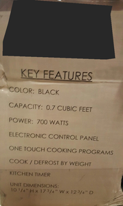 A-v-a-n-t-i 0.7 C-u. Horno de Microondas F-t. 700-W, Negro, Dañado, en Caja - Product Image 5