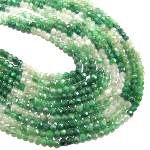 Cuentas facetadas de piedra lunar verde natural con tonos plateados AB y revestimiento místico en forma de rondel - Product Image 1